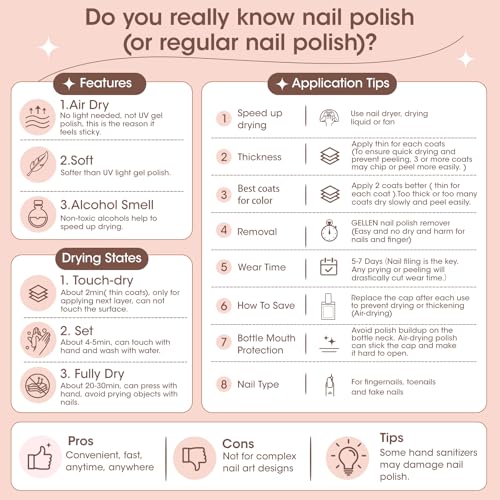 GELLEN Nude Nail Polish Set - Quick Air Dry HEMA Free Neutral Tones