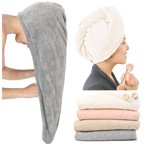 ROLSHOL 4-Pack Extra Large Microfiber Hair Towel Wraps