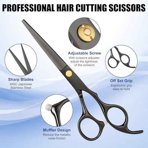 Hair Cutting Scissors Shears Kits, Professional Haircut Scissors Set with Thinning Shears, Stainless Steel Barber Scissors for Men, Women Kids Salon
