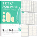 TKTK 443 Hydrocolloid Acne Patches, 5 Sizes Pimple Stickers