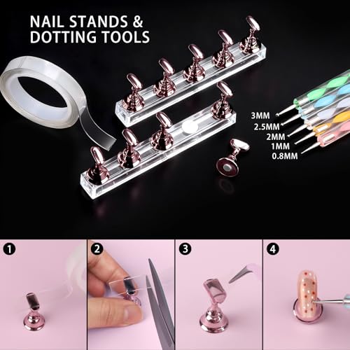 Teenitor All-in-One Nail Art Kit - Gems, 3D Charms, Brushes & Stand