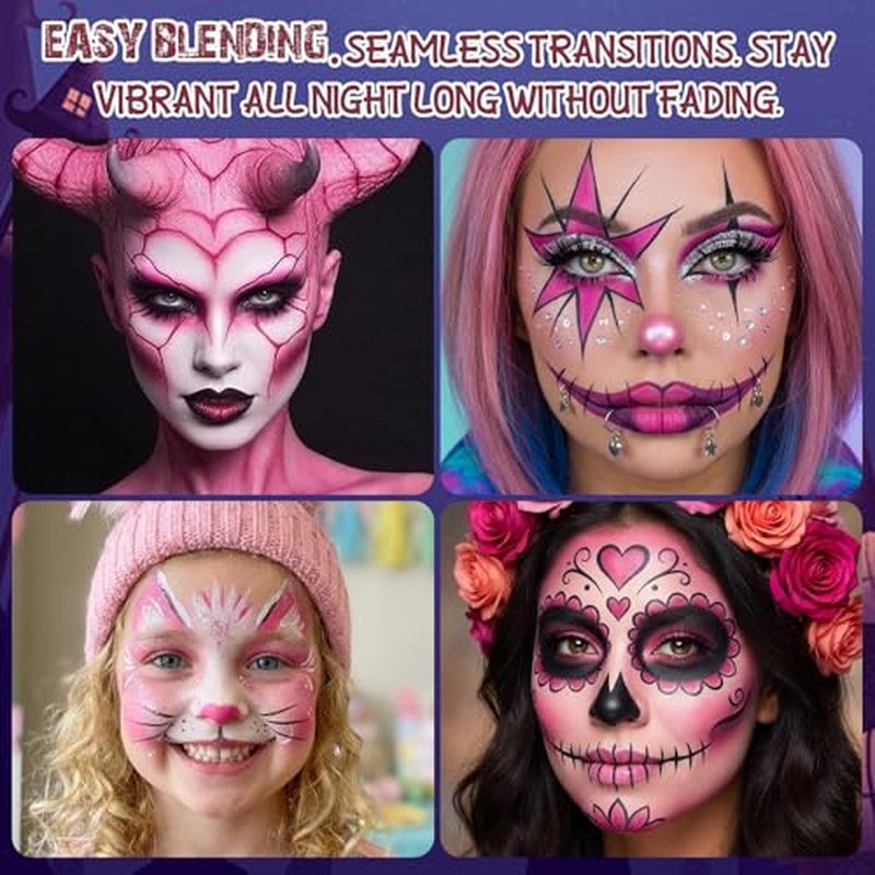 BOBISUKA Pink Cream Face & Body Paint Palette Kit with Brushes