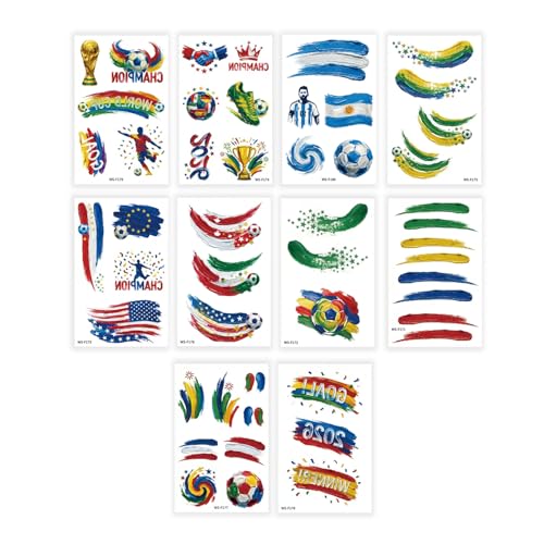 10 Sheets Soccer Temporary Tattoos – 49 Football Stickers
