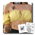 Semi Permanent Tattoos, 2 Sheets Realistic Temporary Tattoos for Women, Fake Tattoos for Wrist Hand, Waterproof No Reflective, Lasts 2 Weeks (Chicano Lucky Charm & Dark Spider Flower)