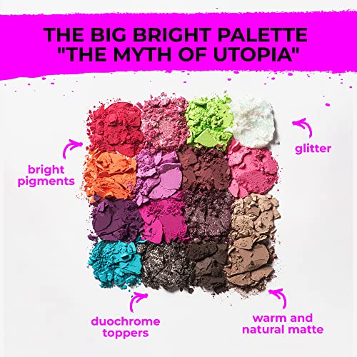 Lamel The Myth of Utopia KIT Lip Gloss - Eye gloss Base for All Shades - Glimmer - For Face & Body - 16 Colors Eyeshadow Palette - Waterproof, Smoodge-proof,Long-Lasting (Eyeshadow Palette Utopia)