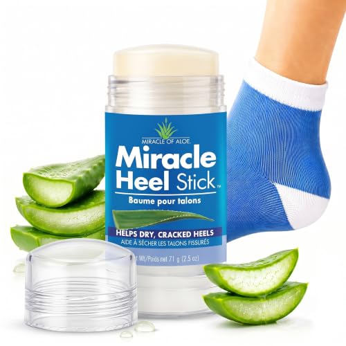 Miracle of Aloe Heel Balm Stick with Silicone Gel Socks for Dry Feet