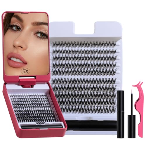 BS-MALL Lash Clusters Kit – Reusable Fake Eyelashes with 5X Mirror