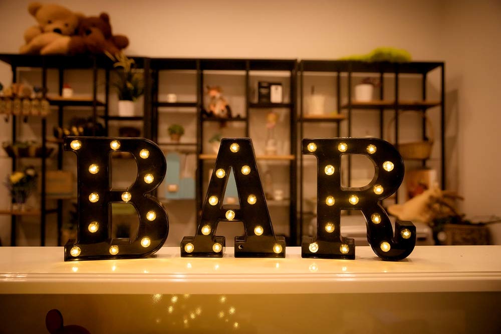 Foaky Black LED Marquee Number Lights Sign Light Up Marquee Number Lights Sign for Night Light Wedding Birthday Party Battery Powered Christmas Lamp Home Bar Decoration