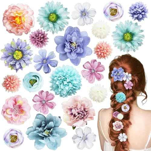 23 PCS Flower Hair Clip for Women Pink Purple Floral Hair Barrettes for Girls Rose Bride Barre Hair Accessories for Wedding