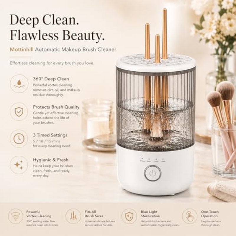 Automatic Electric Makeup Brush Cleaner with 4 Speeds - USB Rechargeable