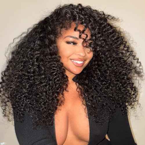 Half Wig Human Hair Water Wave Glueless Curly Half Wig Invisible Hairline 200 Density Seamless Flip Over Design for Beginners with Wear Go Headband Wigs for Women 18 Inch