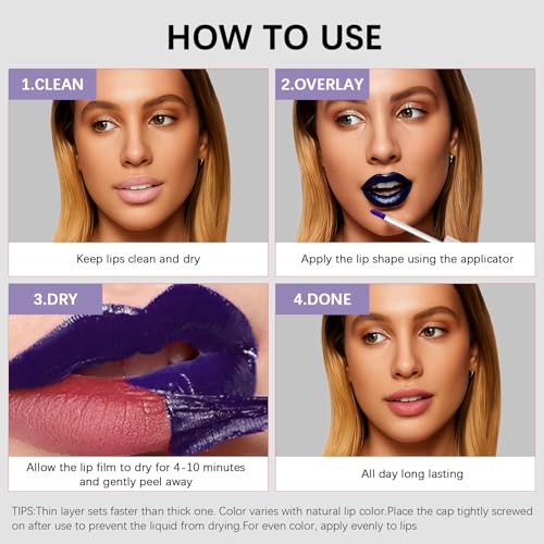 QueenDiary lip stain peel off lip gloss all day long lasting Waterproof and Transferproof lip tint - matte finish peel off lip liner (01#Unique)
