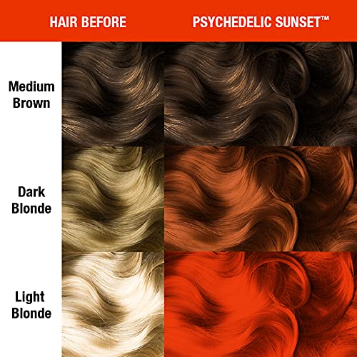 MANIC PANIC Classic Psychedelic Sunset Semi Permanent Hair Color - Neon Orange Hair Dye for Women & Men That Lasts 4-6 Weeks - Vegan, Ammonia & Cruelty-Free - Create & Mix Custom Shades (4oz / 3pk)