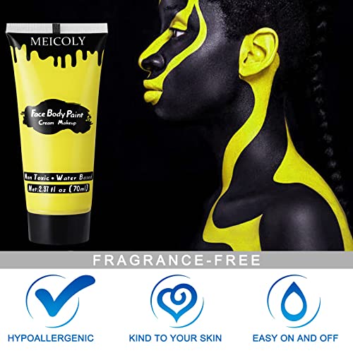 MEICOLY Yellow Face Body Paint - 2.37Oz Washable Makeup for Cosplay