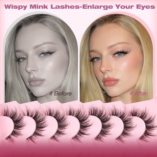 Cat Eye Fluffy Mink Lashes - Wispy Short Fake Eyelashes