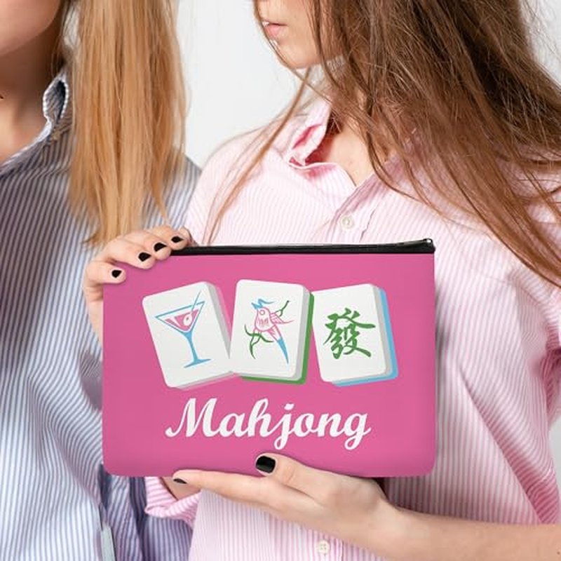 9-Pack Mahjong Cosmetic Bag Set with Zipper - Travel Pouches
