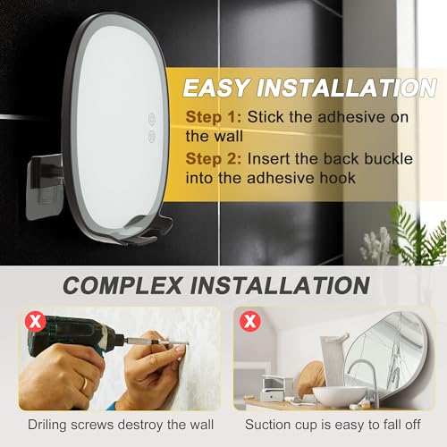 Fogless Heated Shower Mirror with LED Lights & 5000mAh Battery
