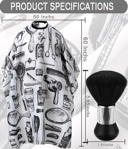 Professional Hair Cutting Cape with Neck Duster Brush - White Floral