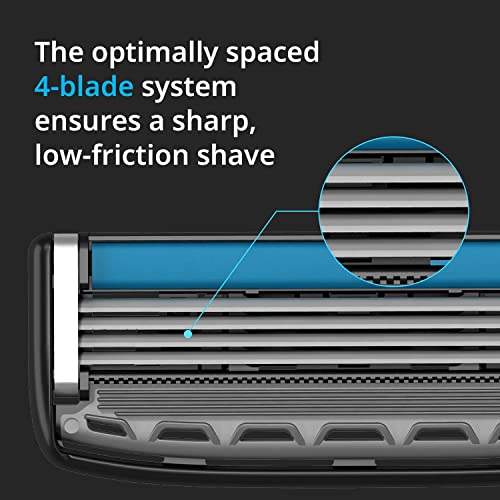 DORCO Pace 4 Pro Razors for Men with Four Blade Cartridges - Smooth Shaving Razor System for Close Comfortable Results - 16 Refill Cartridges, No Handle