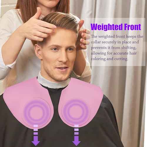 Hair Dye Collar, Salon Hairdressing Hair Cutting Cape, Styling and Hair Cutting Salon Supplies, Waterproof Silicone Neck Guard, Perfect for Home and Professional Hair Coloring (Pink)