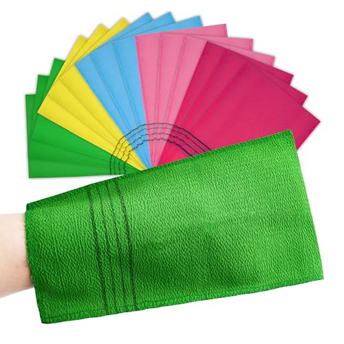 Korean Exfoliating Mitt (15 Pack, 5 Colors) - Body Scrub Glove