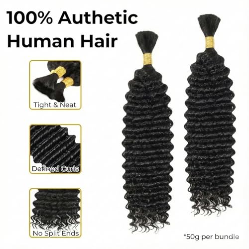 Wequeen 16A Deep Wave Braiding Hair 100g 20 Inch 2 Bundle