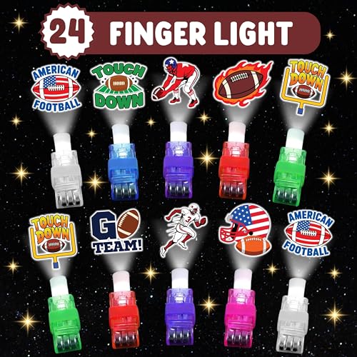 72 PCS Football Party Favors ? 48 PCS Luminous Tattoos & 24 PCS LED Finger Lights Combo ? Birthday Goodie Bag Fillers, Party Supplies, Gifts Light Up Toys Glow In The Dark for Boys and Girls