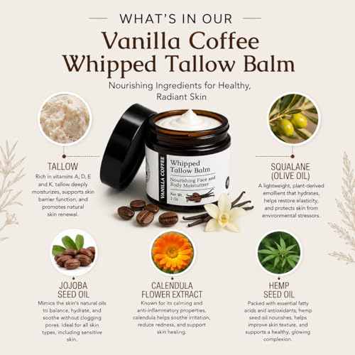 Grass-Fed Beef Whipped Tallow Balm - Vanilla Coffee 2oz