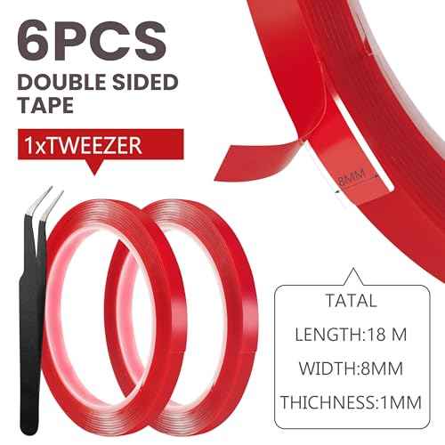 6 Rolls Double Sided Tape Nail Tape for Press On Nails Adhesive Strong Sticky Nail Double Tape for Nail Packaging Removable TClear Mounting Tape for Nail Salon Press On Nail Supplies with Tweezer