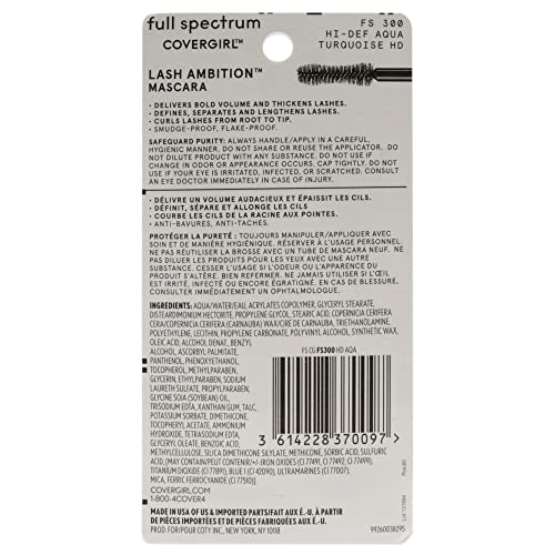 COVERGIRL Full Spectrum Lash Ambition Mascara, Hi-Def Aqua, 0.3 Fluid Ounce