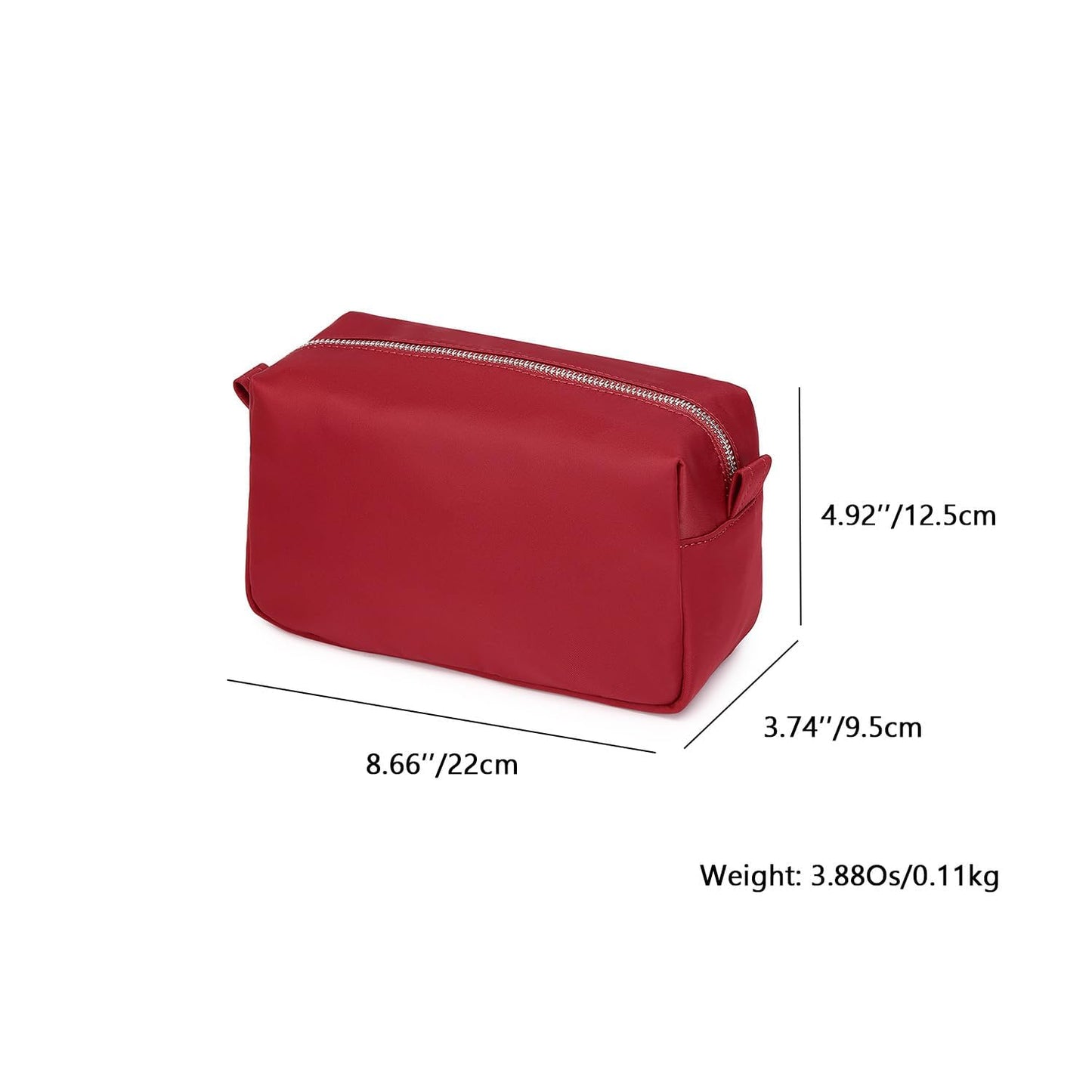 YONBEN Organizer Bag Lightweight Cosmetic Bag with Ring Clasp Perfect Travel Makeup Bag for Women nylon Stand Up Design (Burgundy Red/Nylon)