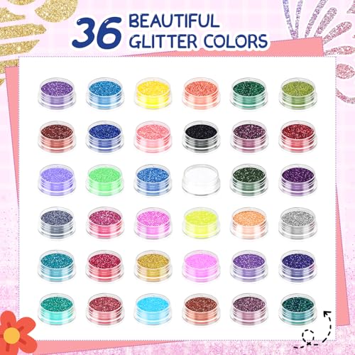 Temporary Glitter Tattoo Kit for Kids - 220 Stencils, 36 Colors