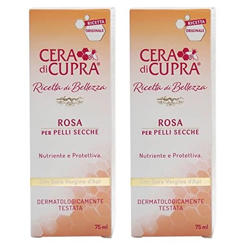 Cera di Cupra "Rosa per Pelli Secche" Cream for Dry Skin, Anti-age Formula - 2.5 Fluid Ounces (75ml) Tubes (Pack of 2) [ Italian Import ]