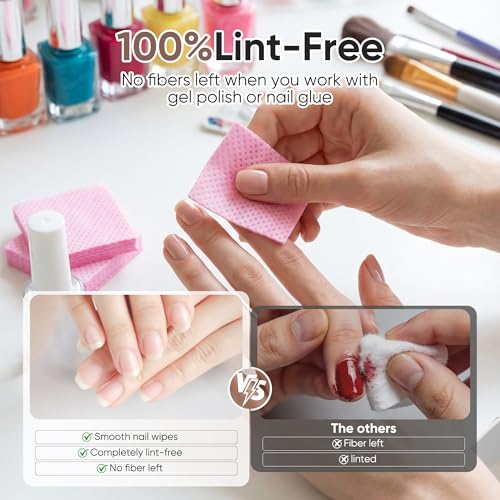 Lint-Free Nail Wipes Acetone Remover Pads for Gel Nails & Lash Extensions - 1200 Count