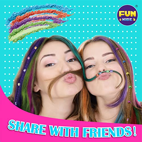 Hair Chalk Kit for Girls with Braiding Beads & Color Clamp