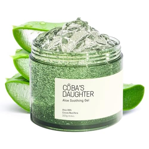 COBA'S DAUGHTER 99% Pure Aloe for Sunburn Relief & After Sun Recovery | Coconut Scented Aloe Vera Gel | Organic Aloe Vera Gel for Face & Body - Hair Hydration & Cooling Lotion (10.6 Oz)