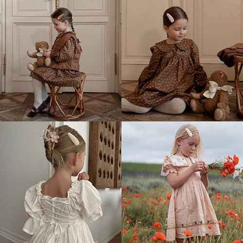 Fancy Clouds 20 Pack Baby Hair Clips for Girls Toddler,Neutral Fabric Snap Clips Pins With Embroidery Daisy Flower Butterfly,Handmade Hair Accessories Barrettes for School Age Kids Children Gifts