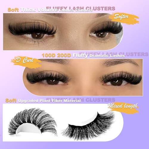 Fluffy D Curl Lash Clusters - 10-22mm Faux Mink Eyelashes