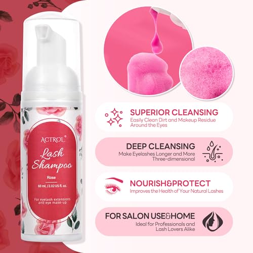 ACTROL Eyelash Extension Cleanser 60ml - Paraben Free Lash Shampoo