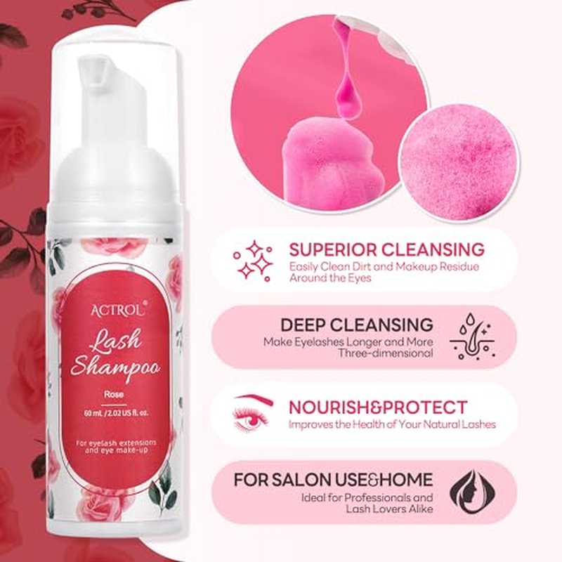 ACTROL Eyelash Extension Cleanser 60ml - Paraben Free Lash Shampoo