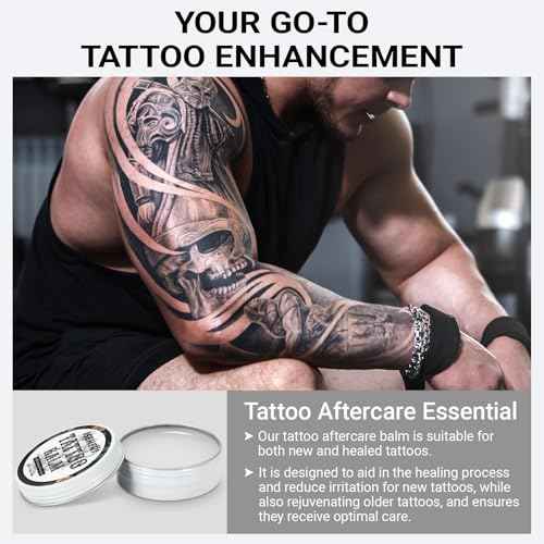 Tattoo Balm & Aftercare Cream: Color Enhancement that Revives Old Tattoos; Hydrates New Tattoos; Made With Natural Ingredients and Petroleum Free. Tattoo Cream for Old and New Tattoos - 1.76OZ