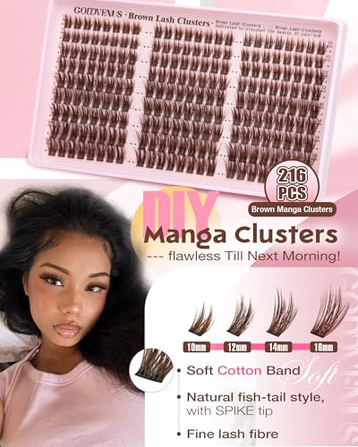Goddvenus ZB-brown Natural Manga Lash Clusters - Wispy, Waterproof Eyelash Extensions