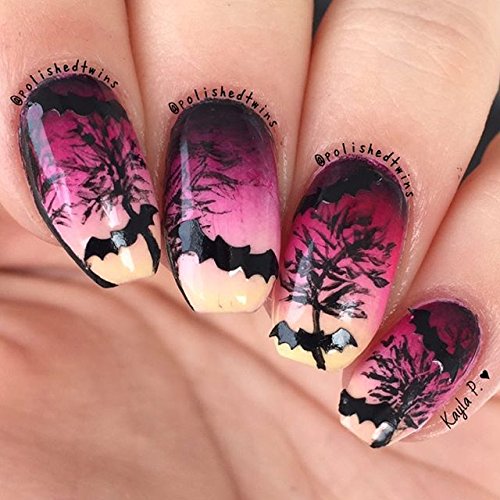 Whats Up Nails - Bats Vinyl Stencils for Halloween Nail Art Design (1 Sheet, 20 Stencils)