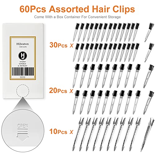 60Pcs Metal Alligator Hair Clips Set - Mixed Sizes
