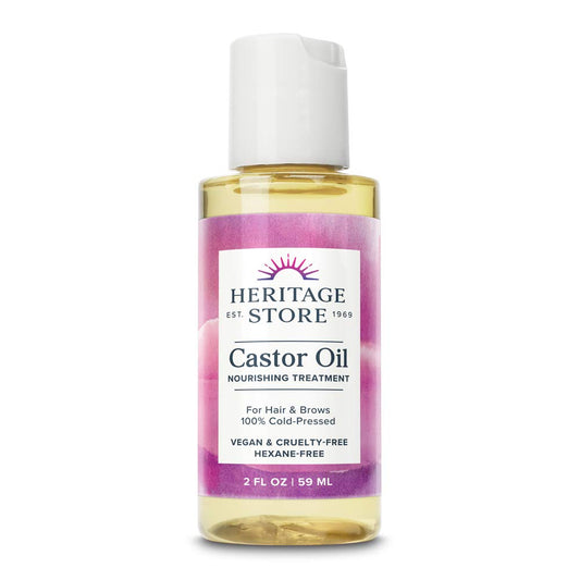 HERITAGE STORE Castor Oil, Nourishing Hair Treatment, Deep Hydration for Healthy Hair Care, Skin Care, Eyelashes & Brows, Castor Oil Packs & More, Cold Pressed, Hexane Free, Vegan & Cruelty Free 2oz