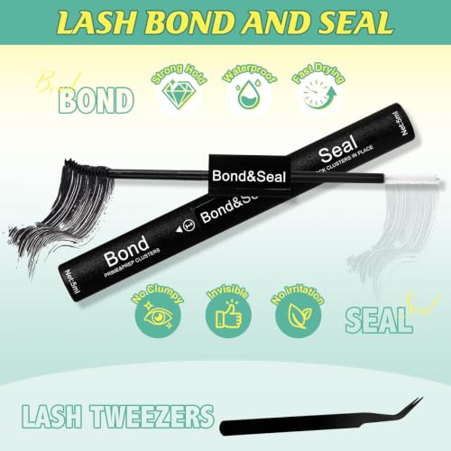 Lash Clusters Kit 10-18mm D Curl Fluffy Eyelash Extensions with Bond & Seal