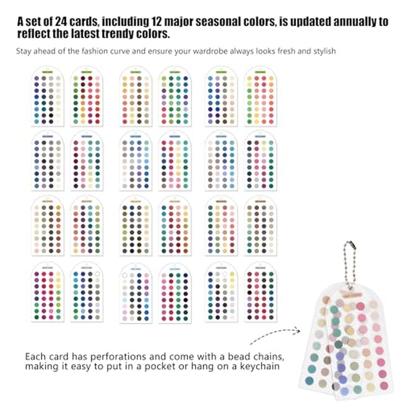 12 Season Color Analysis Cards Set with Carrying Chain