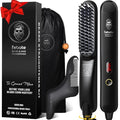 Heated Ionic Hair Straightening Brush for Men - 5 Temperature Settings, Anti-Scald, Beard Shaper & Travel Bag