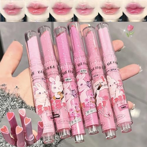 6 Colors Crystal Jelly Lipstick Set, Tinted Heart Shape Lip Balm, Mirror Moisturizing Lip Gloss, Waterproof Long-lasting Nourishing Lip Care Lip Tint Makeup
