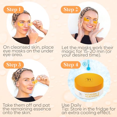 Vitamin C & Caffeine Under Eye Patches (30 Pairs), Under Eye Mask for Puffy Eyes, Appearance of Dark Circles, Smoothing & Hydration, Self Care & Skincare Gifts for Women, Patch Yeux